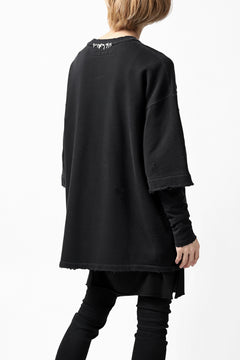 画像をギャラリービューアに読み込む, A.F ARTEFACT "FRAYED" DAMAGE LAYERED SWEATER TOPS (BLACK)
