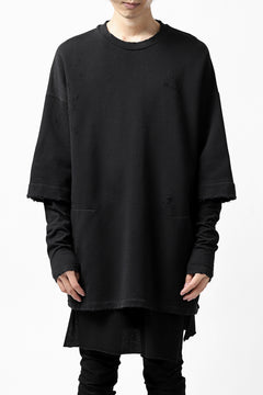 画像をギャラリービューアに読み込む, A.F ARTEFACT "FRAYED" DAMAGE LAYERED SWEATER TOPS (BLACK)