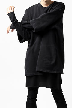 画像をギャラリービューアに読み込む, A.F ARTEFACT "FRAYED" DAMAGE LAYERED SWEATER TOPS (BLACK)