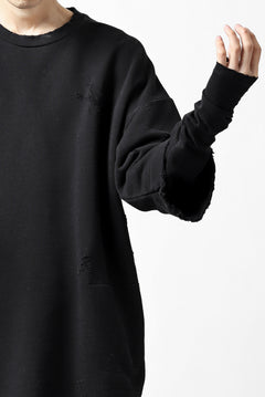 画像をギャラリービューアに読み込む, A.F ARTEFACT "FRAYED" DAMAGE LAYERED SWEATER TOPS (BLACK)