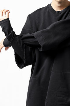 画像をギャラリービューアに読み込む, A.F ARTEFACT "FRAYED" DAMAGE LAYERED SWEATER TOPS (BLACK)