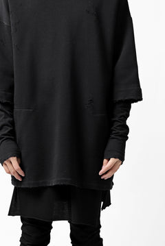 画像をギャラリービューアに読み込む, A.F ARTEFACT "FRAYED" DAMAGE LAYERED SWEATER TOPS (BLACK)