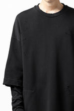 画像をギャラリービューアに読み込む, A.F ARTEFACT "FRAYED" DAMAGE LAYERED SWEATER TOPS (BLACK)