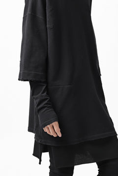 画像をギャラリービューアに読み込む, A.F ARTEFACT "FRAYED" DAMAGE LAYERED SWEATER TOPS (BLACK)