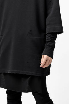 画像をギャラリービューアに読み込む, A.F ARTEFACT "FRAYED" DAMAGE LAYERED SWEATER TOPS (BLACK)