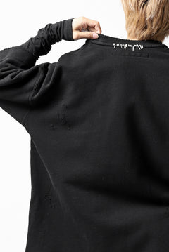 画像をギャラリービューアに読み込む, A.F ARTEFACT "FRAYED" DAMAGE LAYERED SWEATER TOPS (BLACK)