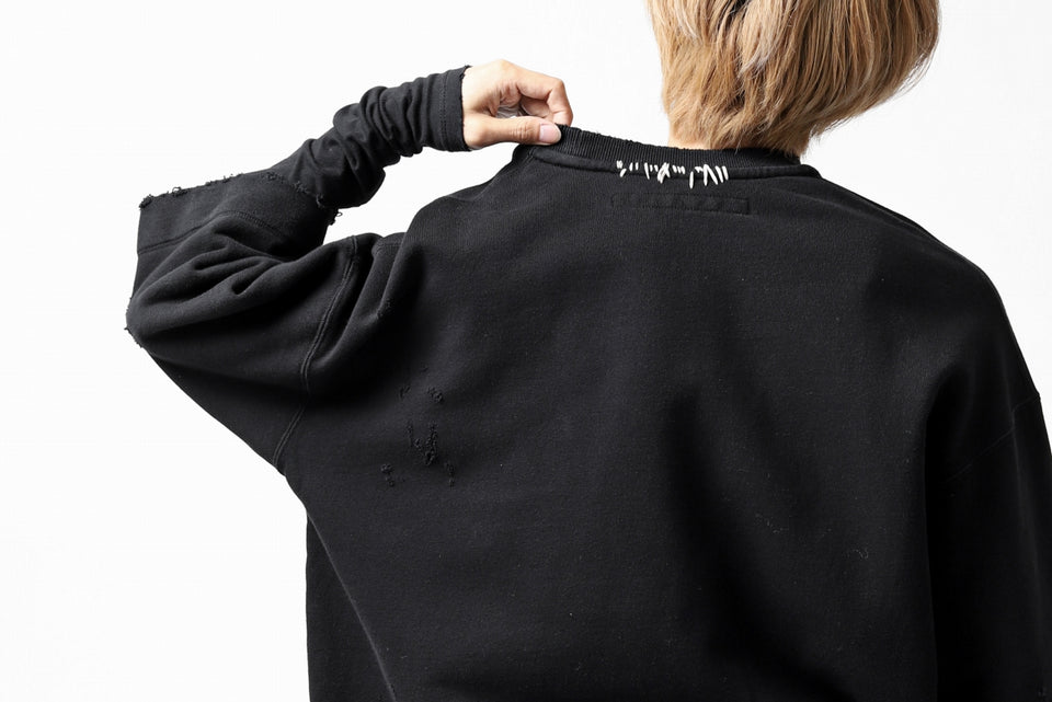 画像をギャラリービューアに読み込む, A.F ARTEFACT "FRAYED" DAMAGE LAYERED SWEATER TOPS (BLACK)