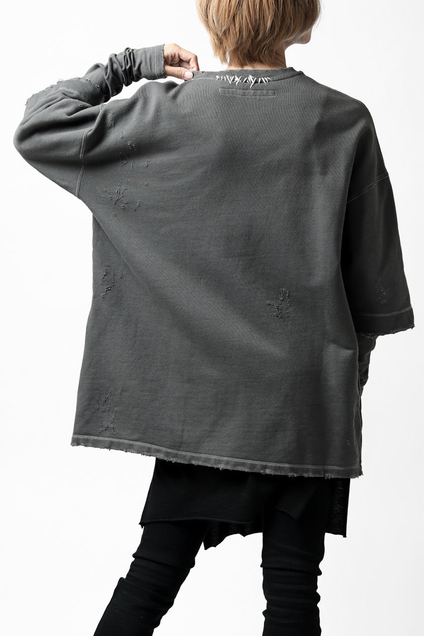 画像をギャラリービューアに読み込む, A.F ARTEFACT "FRAYED" DAMAGE LAYERED SWEATER TOPS (GREY)
