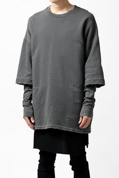 画像をギャラリービューアに読み込む, A.F ARTEFACT "FRAYED" DAMAGE LAYERED SWEATER TOPS (GREY)
