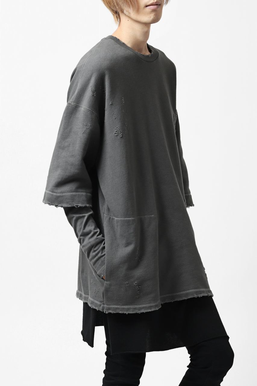 画像をギャラリービューアに読み込む, A.F ARTEFACT "FRAYED" DAMAGE LAYERED SWEATER TOPS (GREY)