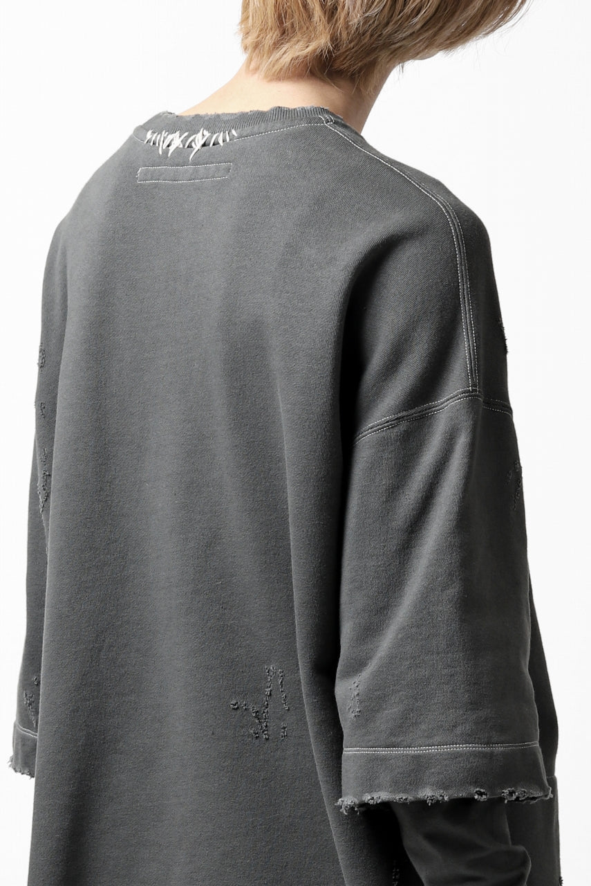 画像をギャラリービューアに読み込む, A.F ARTEFACT "FRAYED" DAMAGE LAYERED SWEATER TOPS (GREY)
