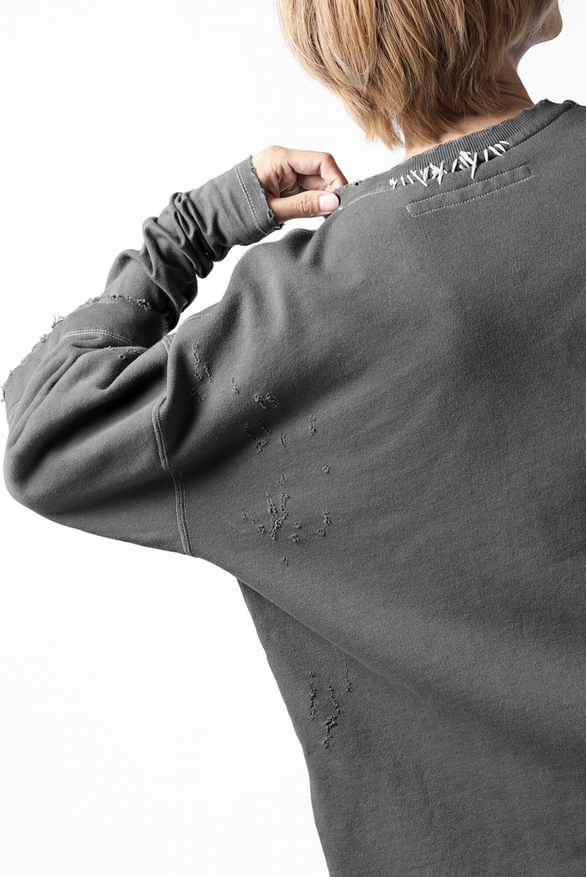画像をギャラリービューアに読み込む, A.F ARTEFACT "FRAYED" DAMAGE LAYERED SWEATER TOPS (GREY)