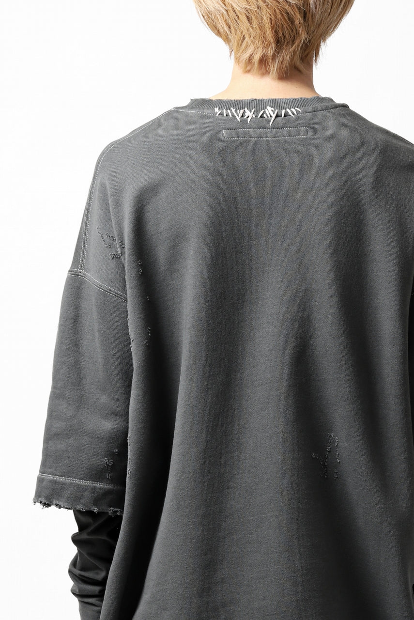画像をギャラリービューアに読み込む, A.F ARTEFACT "FRAYED" DAMAGE LAYERED SWEATER TOPS (GREY)