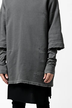 画像をギャラリービューアに読み込む, A.F ARTEFACT "FRAYED" DAMAGE LAYERED SWEATER TOPS (GREY)