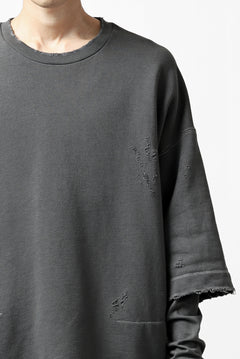 画像をギャラリービューアに読み込む, A.F ARTEFACT "FRAYED" DAMAGE LAYERED SWEATER TOPS (GREY)