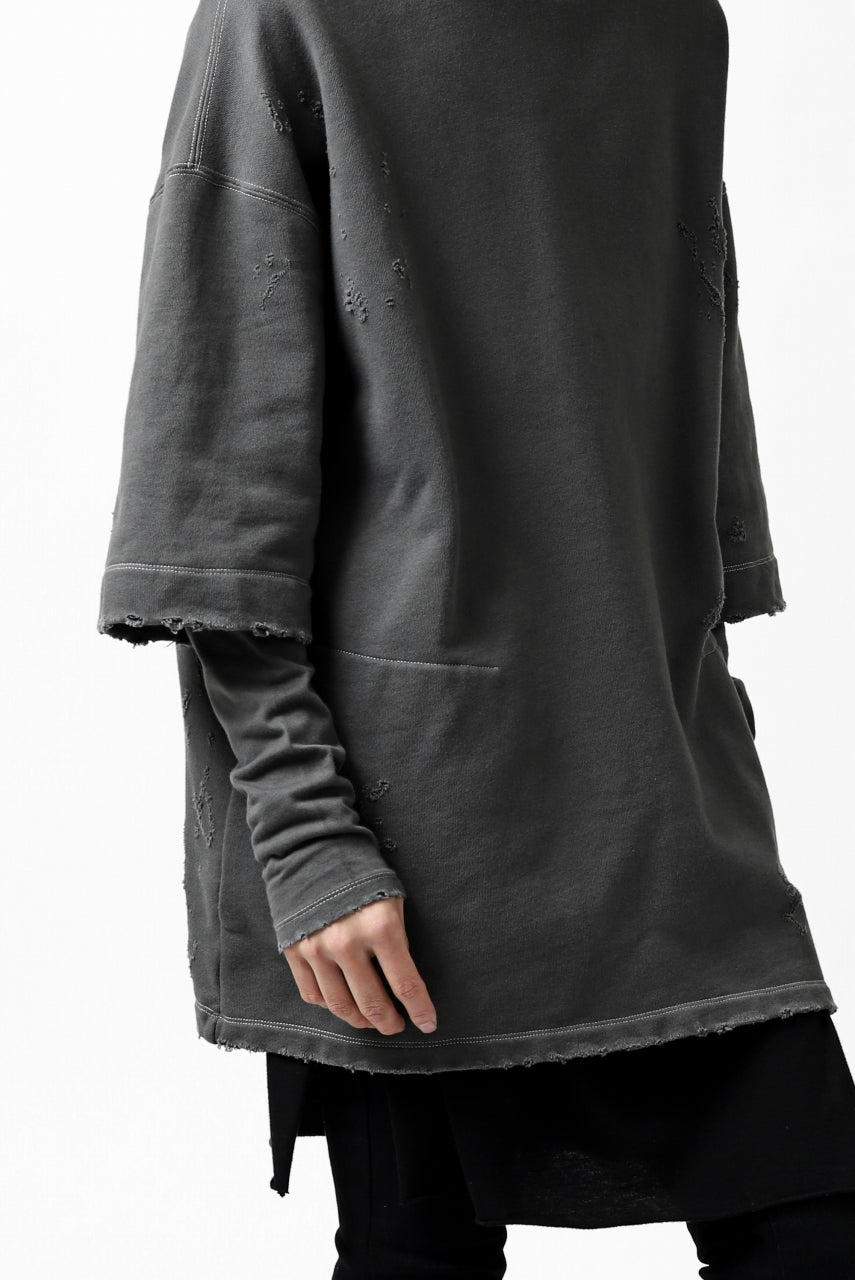 画像をギャラリービューアに読み込む, A.F ARTEFACT "FRAYED" DAMAGE LAYERED SWEATER TOPS (GREY)