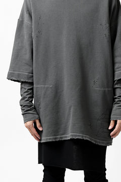 画像をギャラリービューアに読み込む, A.F ARTEFACT "FRAYED" DAMAGE LAYERED SWEATER TOPS (GREY)