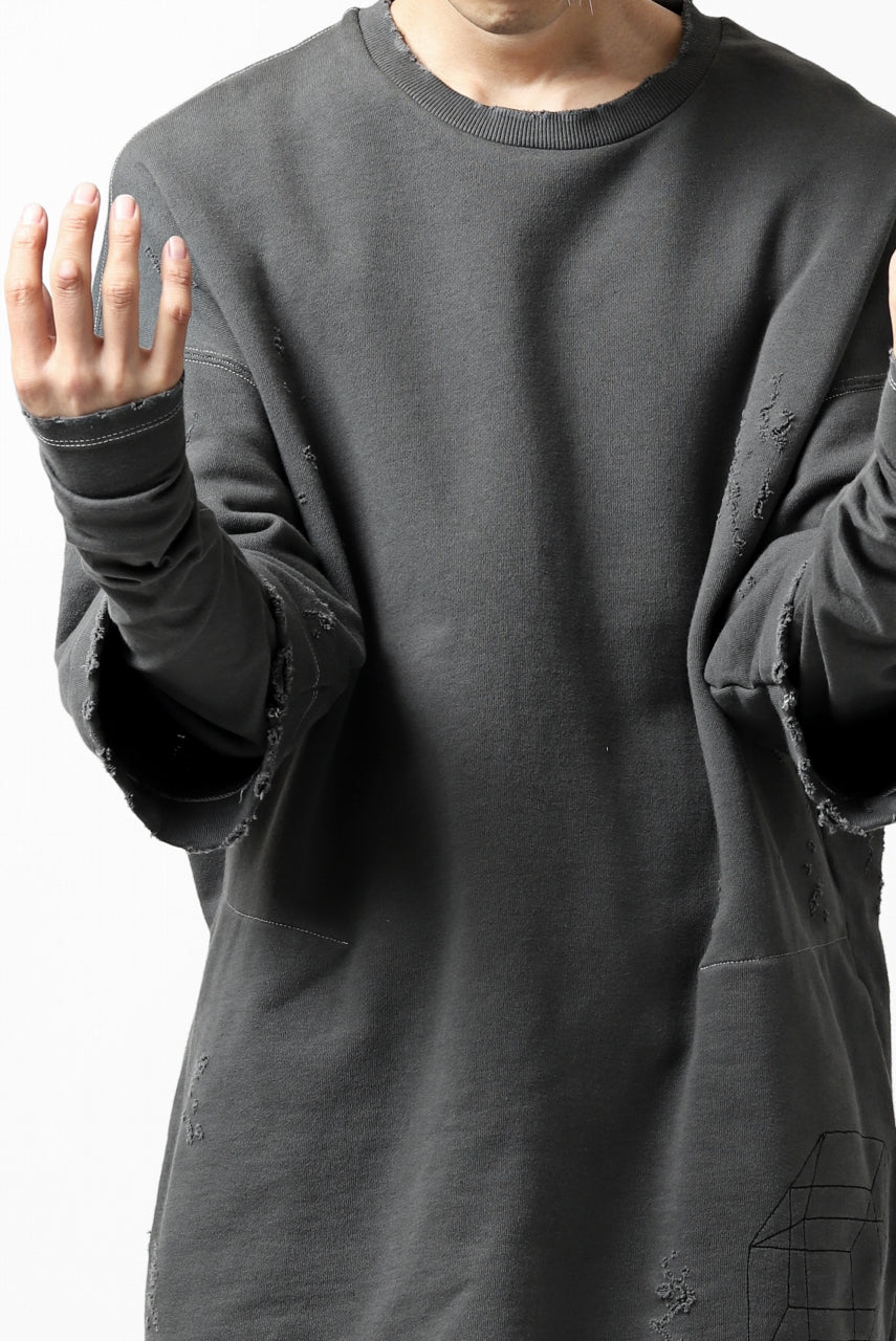 画像をギャラリービューアに読み込む, A.F ARTEFACT "FRAYED" DAMAGE LAYERED SWEATER TOPS (GREY)