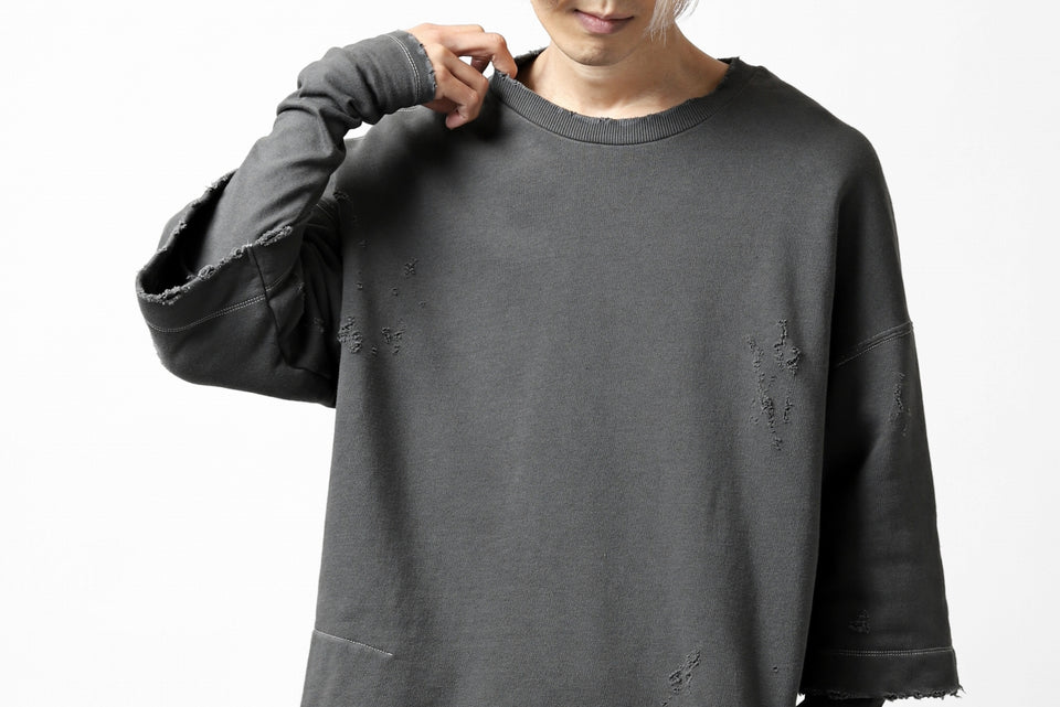 画像をギャラリービューアに読み込む, A.F ARTEFACT "FRAYED" DAMAGE LAYERED SWEATER TOPS (GREY)