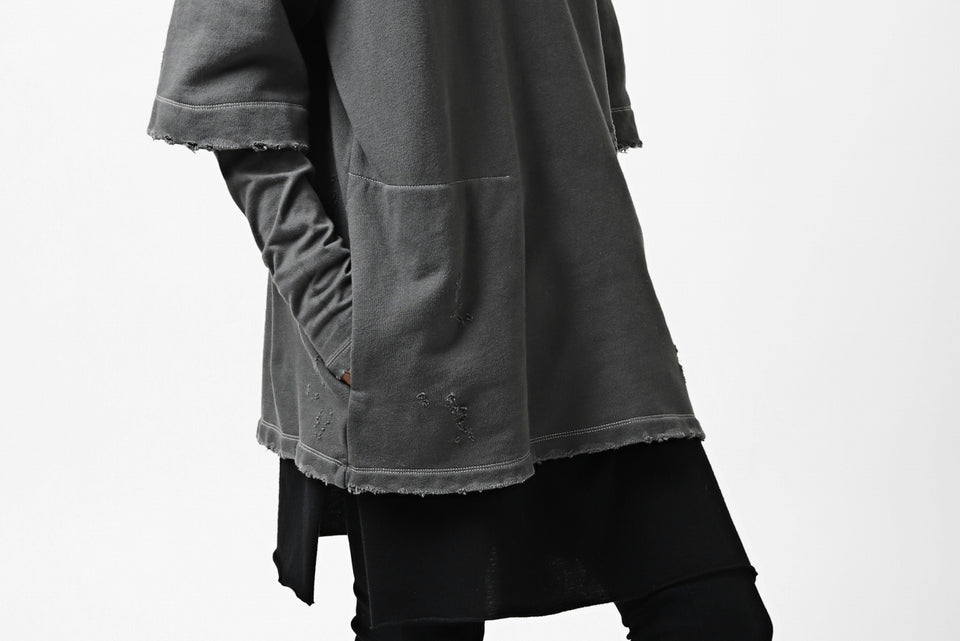 画像をギャラリービューアに読み込む, A.F ARTEFACT "FRAYED" DAMAGE LAYERED SWEATER TOPS (GREY)