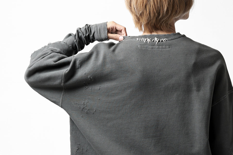 画像をギャラリービューアに読み込む, A.F ARTEFACT "FRAYED" DAMAGE LAYERED SWEATER TOPS (GREY)