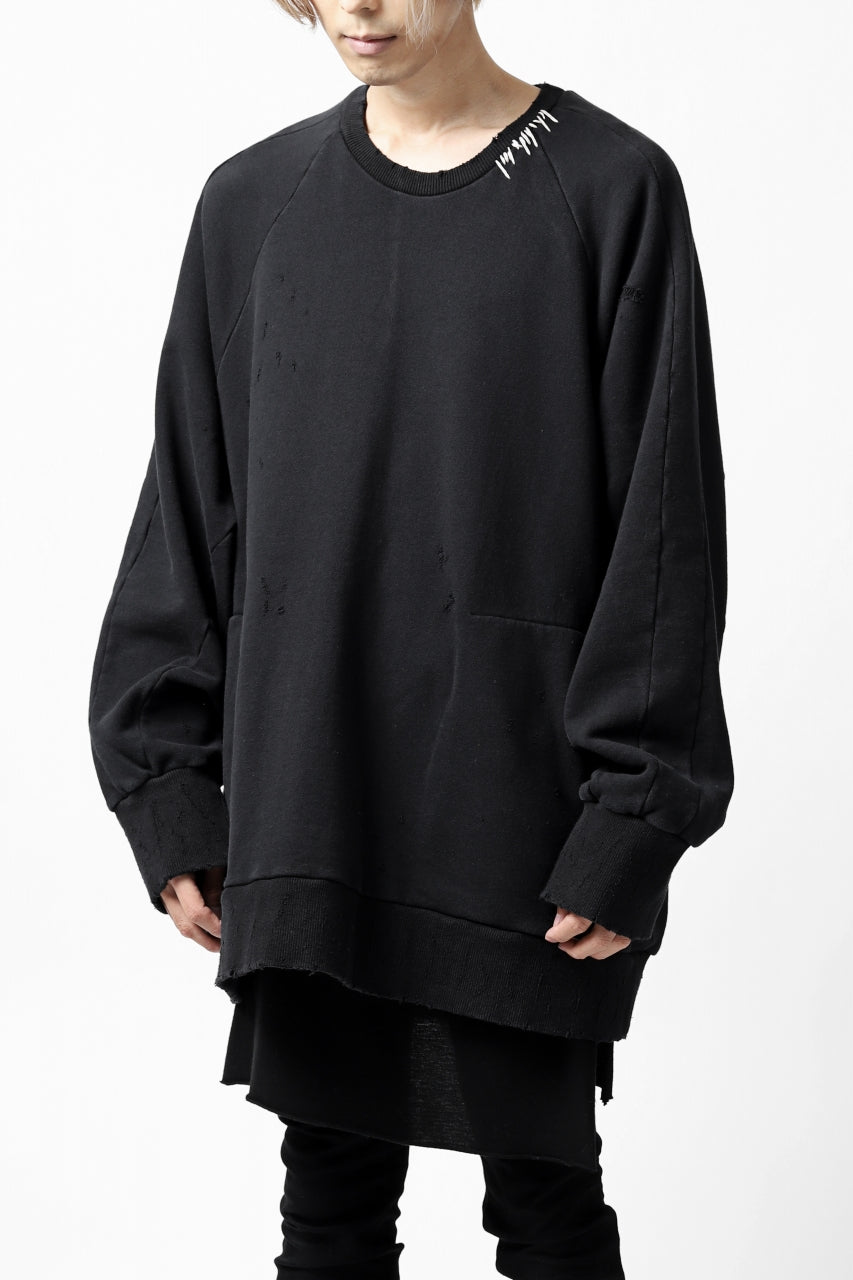 画像をギャラリービューアに読み込む, A.F ARTEFACT "FRAYED" DAMAGE LOOSEY SWEATER TOPS (BLACK)