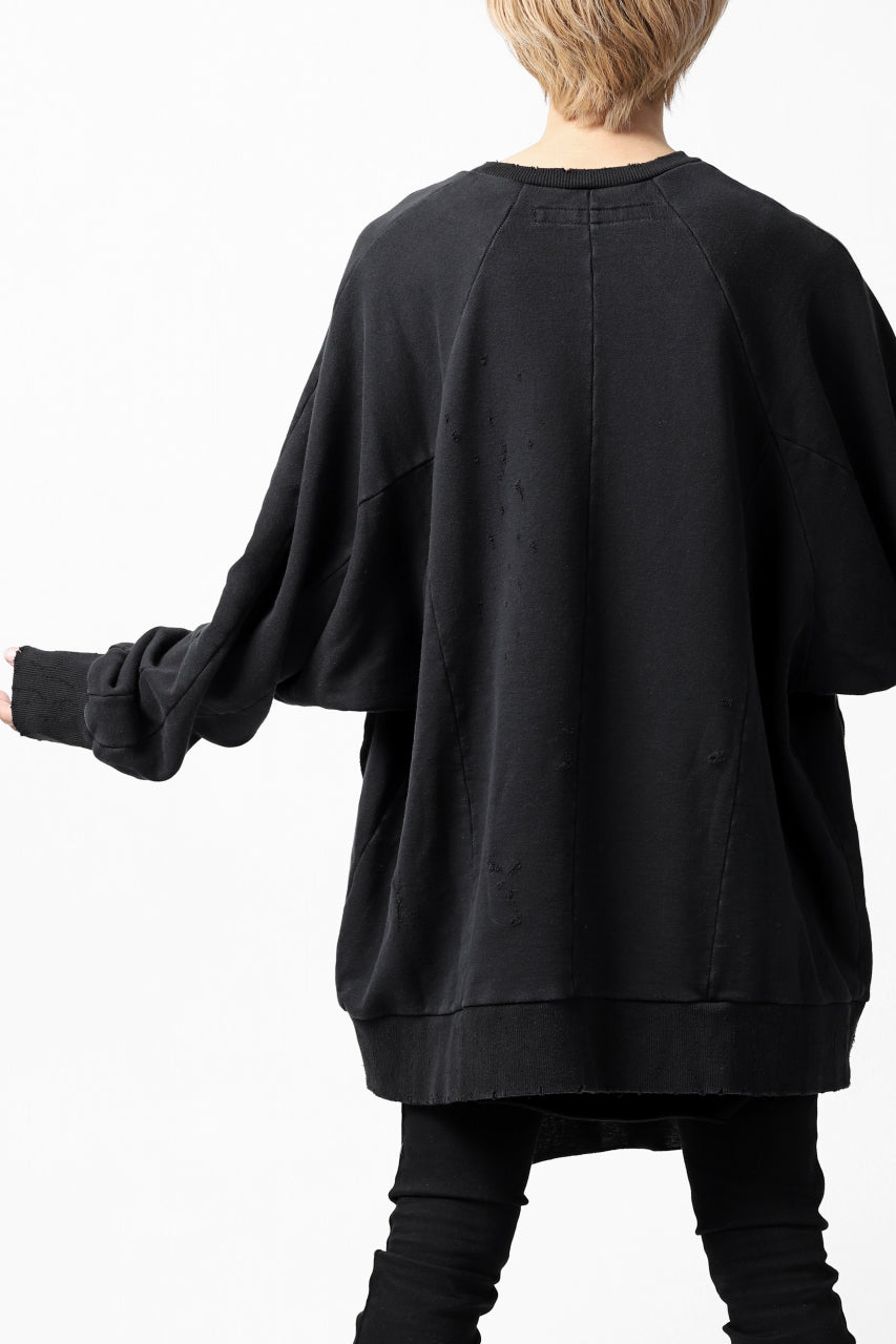 画像をギャラリービューアに読み込む, A.F ARTEFACT "FRAYED" DAMAGE LOOSEY SWEATER TOPS (BLACK)