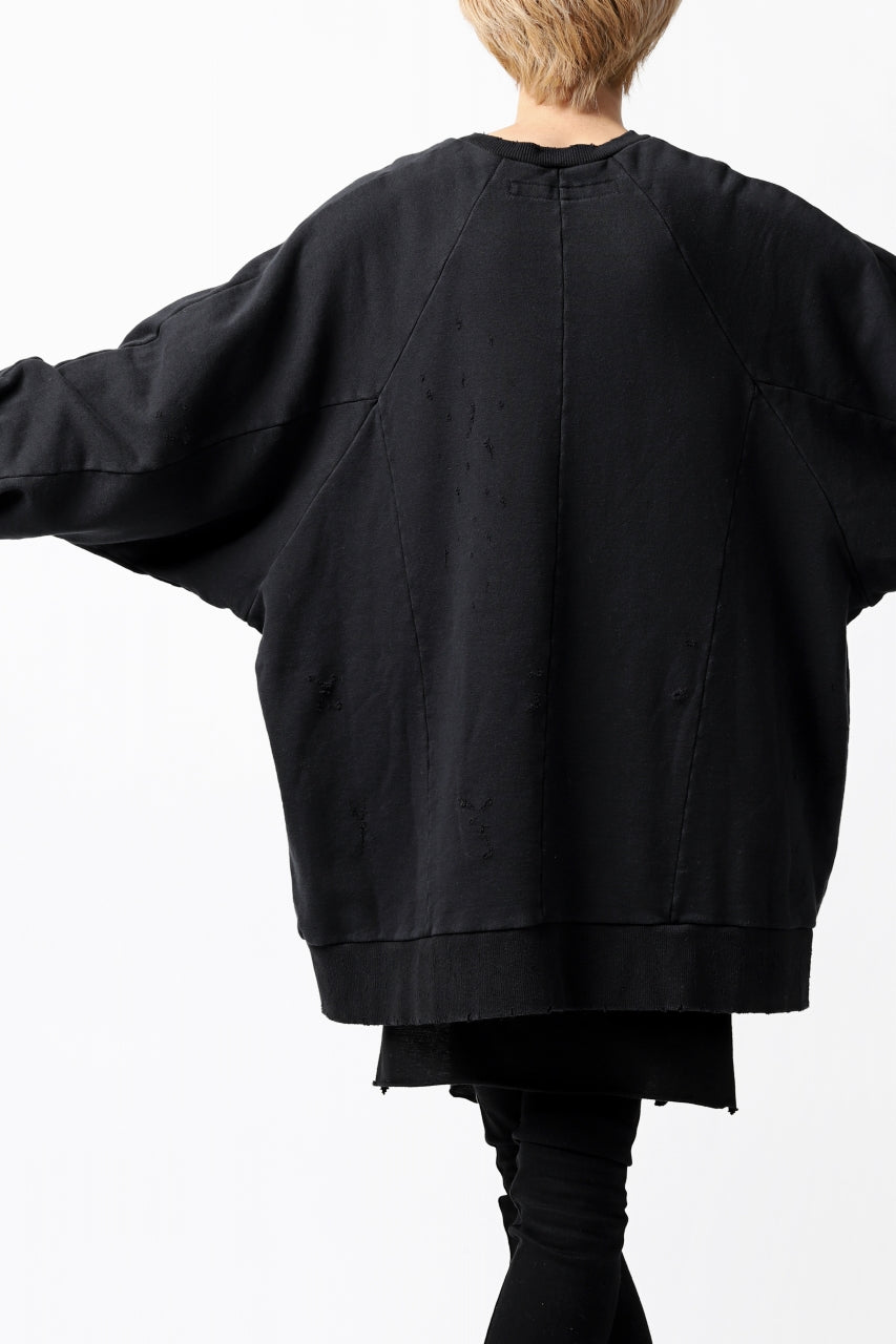 画像をギャラリービューアに読み込む, A.F ARTEFACT "FRAYED" DAMAGE LOOSEY SWEATER TOPS (BLACK)