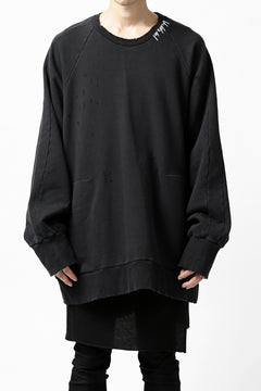 画像をギャラリービューアに読み込む, A.F ARTEFACT "FRAYED" DAMAGE LOOSEY SWEATER TOPS (BLACK)