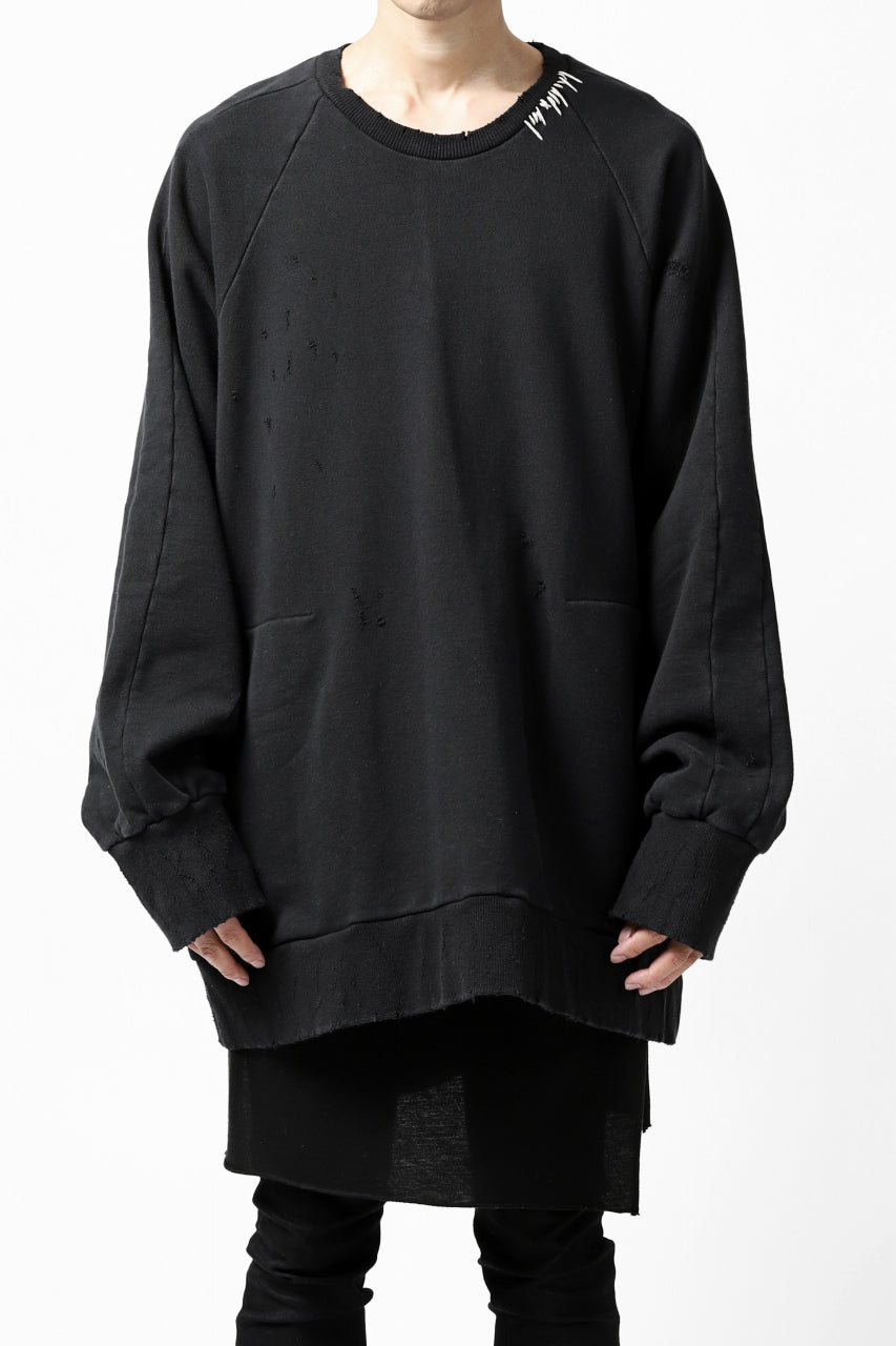 画像をギャラリービューアに読み込む, A.F ARTEFACT "FRAYED" DAMAGE LOOSEY SWEATER TOPS (BLACK)