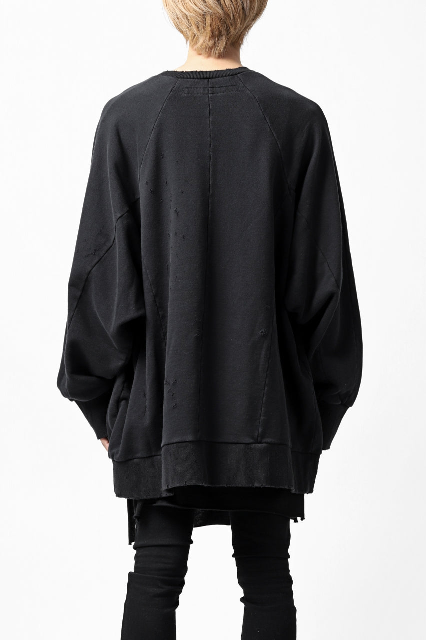 画像をギャラリービューアに読み込む, A.F ARTEFACT "FRAYED" DAMAGE LOOSEY SWEATER TOPS (BLACK)