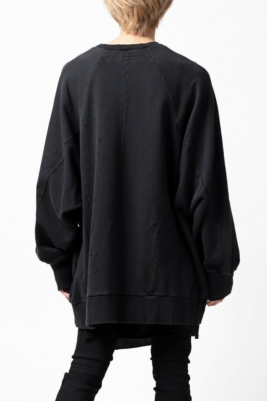 画像をギャラリービューアに読み込む, A.F ARTEFACT "FRAYED" DAMAGE LOOSEY SWEATER TOPS (BLACK)