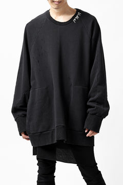 画像をギャラリービューアに読み込む, A.F ARTEFACT "FRAYED" DAMAGE LOOSEY SWEATER TOPS (BLACK)