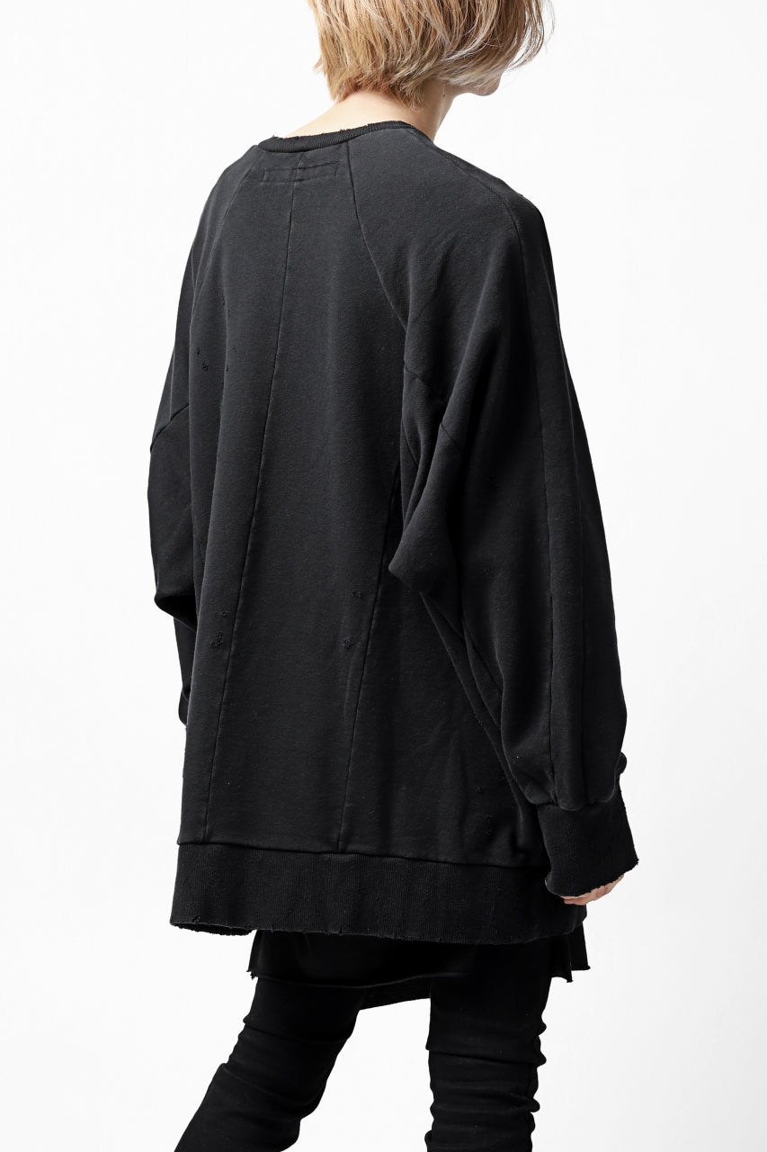 画像をギャラリービューアに読み込む, A.F ARTEFACT "FRAYED" DAMAGE LOOSEY SWEATER TOPS (BLACK)