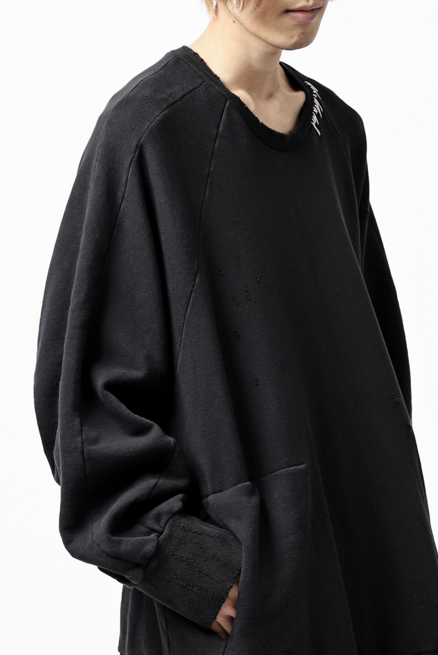 画像をギャラリービューアに読み込む, A.F ARTEFACT "FRAYED" DAMAGE LOOSEY SWEATER TOPS (BLACK)