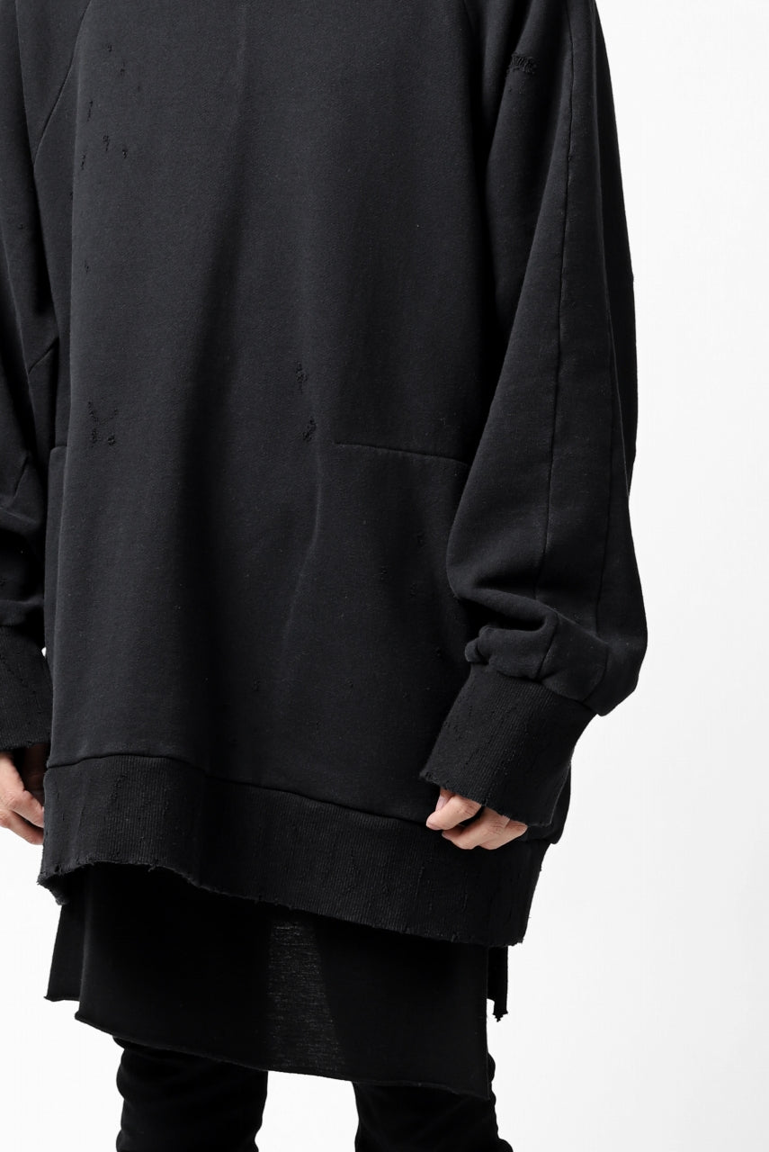 画像をギャラリービューアに読み込む, A.F ARTEFACT "FRAYED" DAMAGE LOOSEY SWEATER TOPS (BLACK)