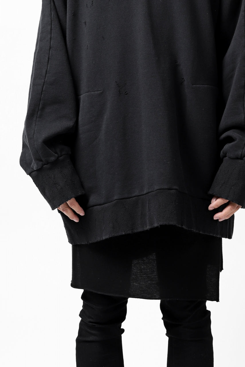 画像をギャラリービューアに読み込む, A.F ARTEFACT "FRAYED" DAMAGE LOOSEY SWEATER TOPS (BLACK)