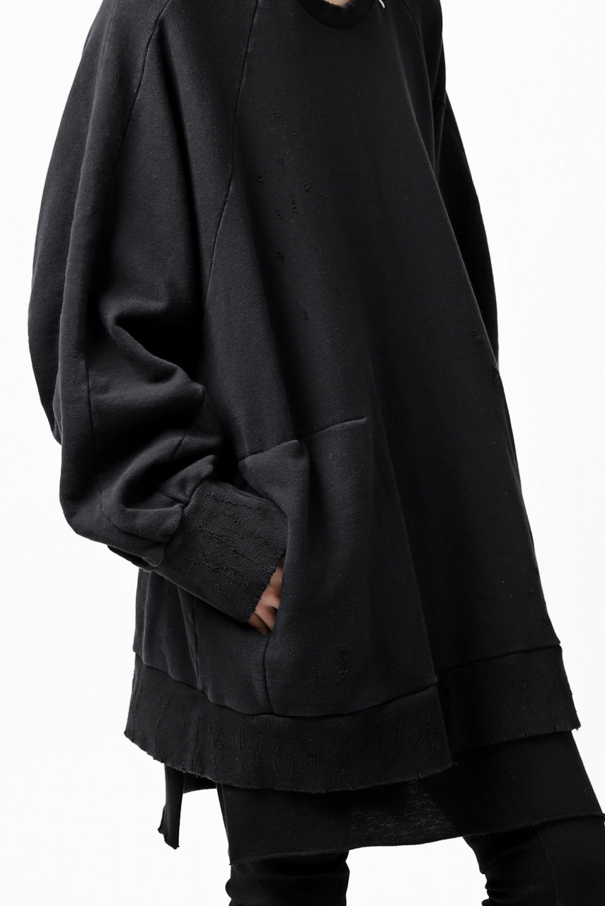 画像をギャラリービューアに読み込む, A.F ARTEFACT "FRAYED" DAMAGE LOOSEY SWEATER TOPS (BLACK)