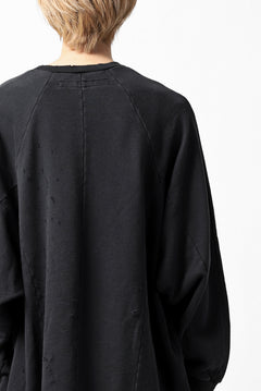 画像をギャラリービューアに読み込む, A.F ARTEFACT "FRAYED" DAMAGE LOOSEY SWEATER TOPS (BLACK)