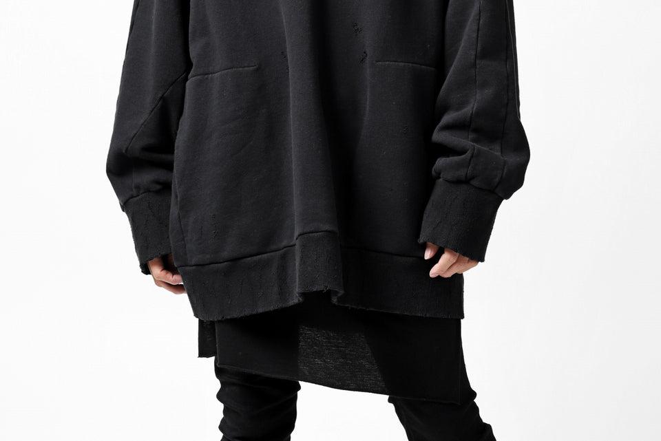 画像をギャラリービューアに読み込む, A.F ARTEFACT "FRAYED" DAMAGE LOOSEY SWEATER TOPS (BLACK)