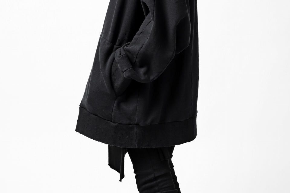 画像をギャラリービューアに読み込む, A.F ARTEFACT "FRAYED" DAMAGE LOOSEY SWEATER TOPS (BLACK)