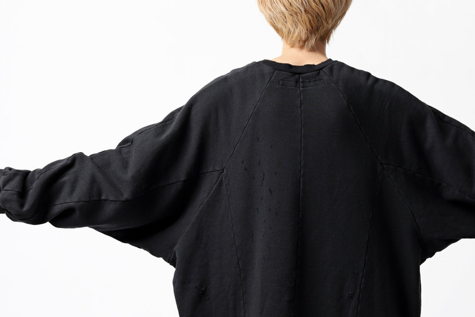 画像をギャラリービューアに読み込む, A.F ARTEFACT "FRAYED" DAMAGE LOOSEY SWEATER TOPS (BLACK)