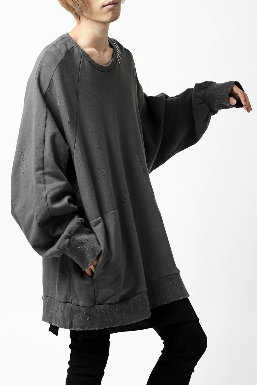 画像をギャラリービューアに読み込む, A.F ARTEFACT "FRAYED" DAMAGE LOOSEY SWEATER TOPS (GREY)