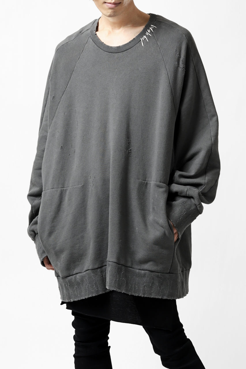 画像をギャラリービューアに読み込む, A.F ARTEFACT "FRAYED" DAMAGE LOOSEY SWEATER TOPS (GREY)