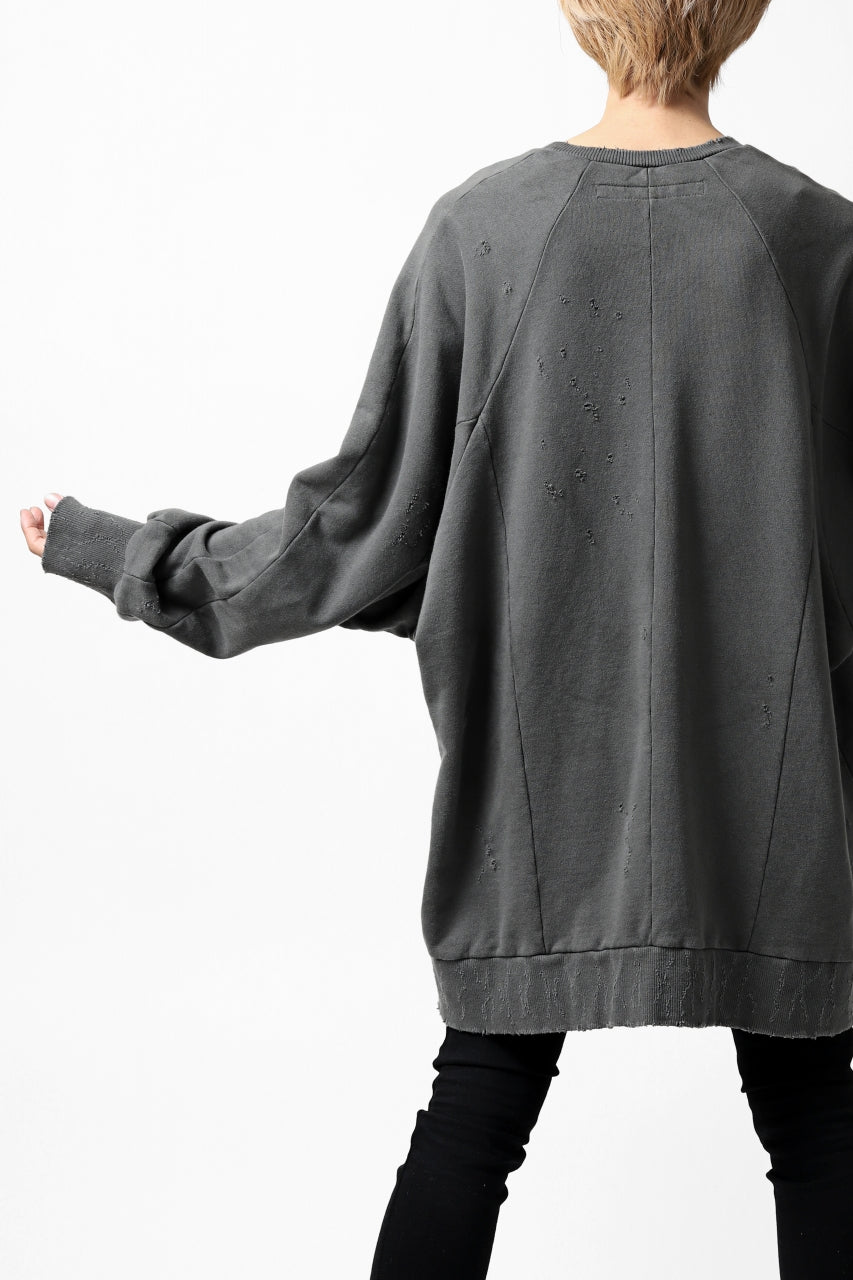画像をギャラリービューアに読み込む, A.F ARTEFACT "FRAYED" DAMAGE LOOSEY SWEATER TOPS (GREY)