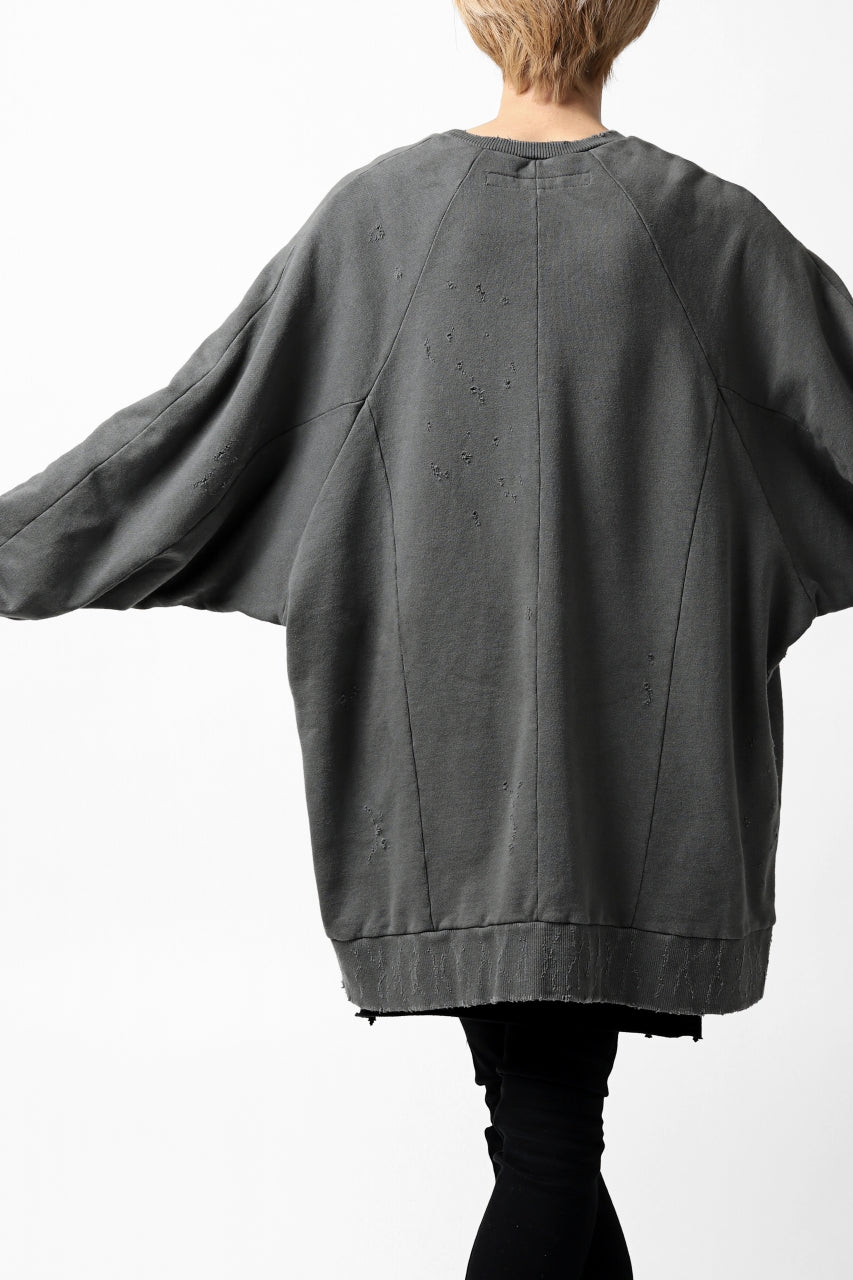 画像をギャラリービューアに読み込む, A.F ARTEFACT "FRAYED" DAMAGE LOOSEY SWEATER TOPS (GREY)