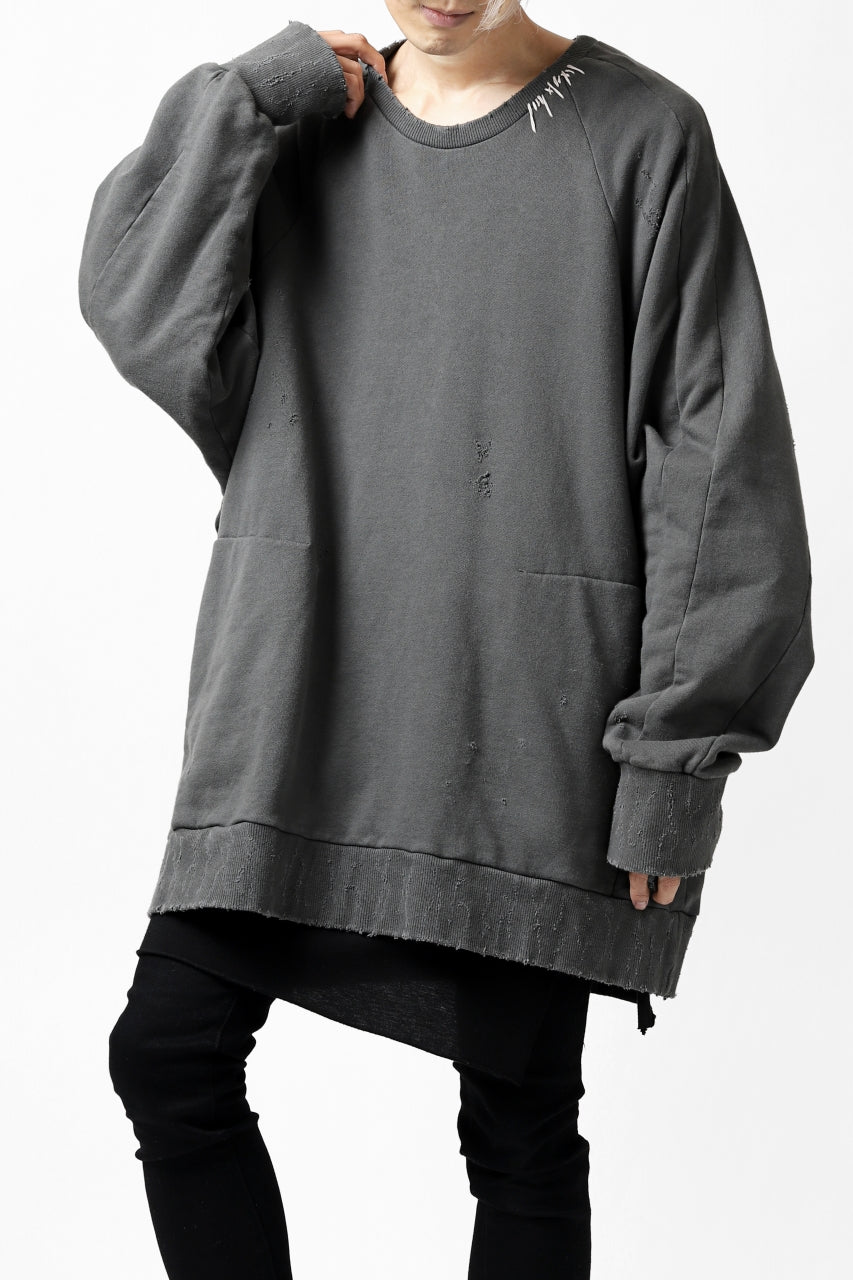 画像をギャラリービューアに読み込む, A.F ARTEFACT "FRAYED" DAMAGE LOOSEY SWEATER TOPS (GREY)