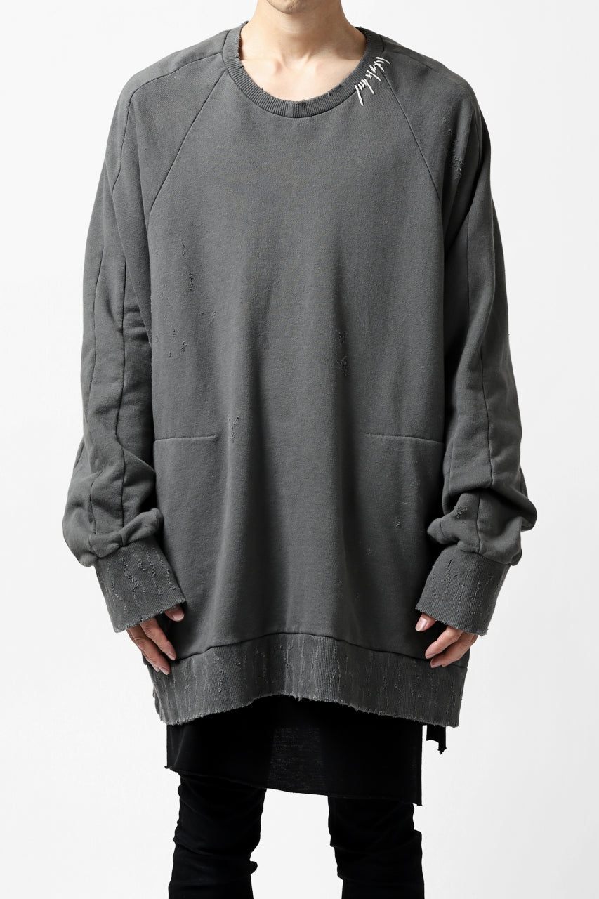 画像をギャラリービューアに読み込む, A.F ARTEFACT "FRAYED" DAMAGE LOOSEY SWEATER TOPS (GREY)