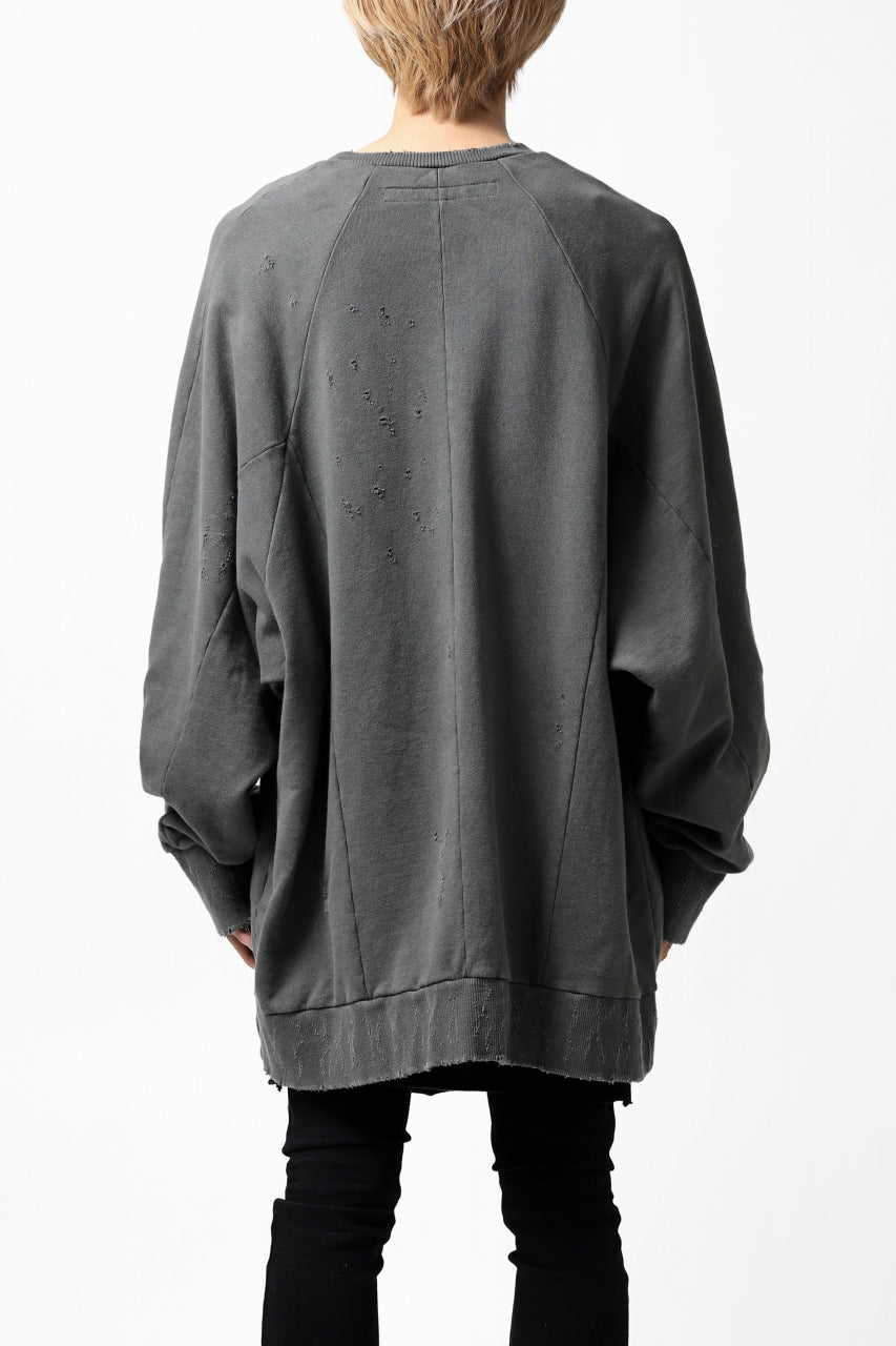 画像をギャラリービューアに読み込む, A.F ARTEFACT "FRAYED" DAMAGE LOOSEY SWEATER TOPS (GREY)