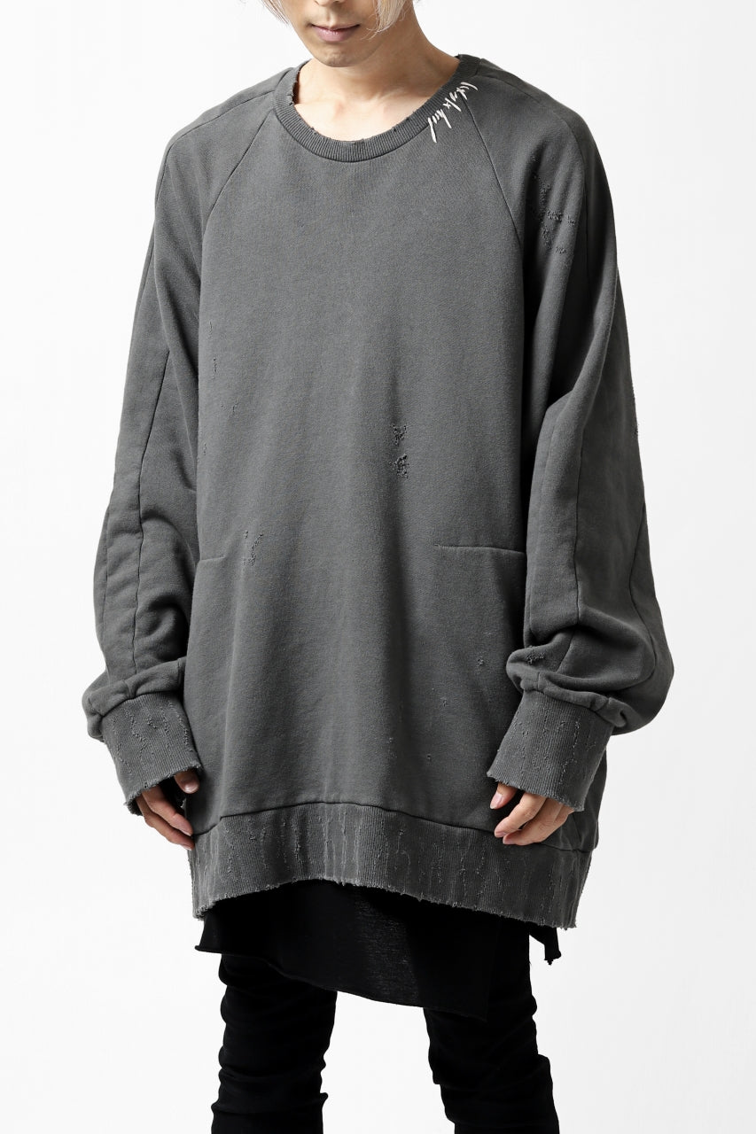 画像をギャラリービューアに読み込む, A.F ARTEFACT "FRAYED" DAMAGE LOOSEY SWEATER TOPS (GREY)